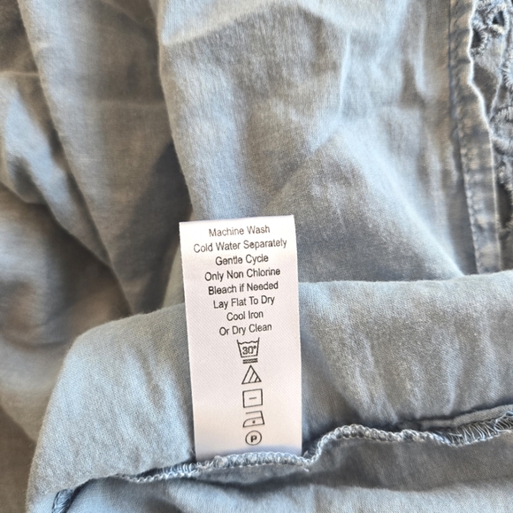 🏷️ANTHROPOLOGIE KYLA SEO Caite Palma Eyelet Midi Dress in Bluestone Size S/M - Picture 14 of 14